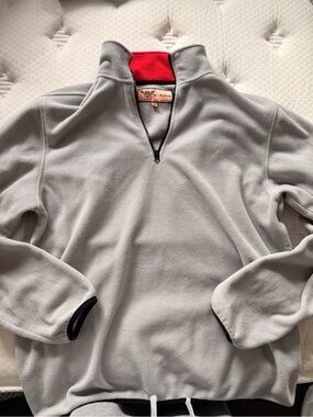 Active USA Men’s Light Gray Quarter-Zip Fleece with Red Inner Collar